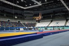 Bakıda Milli Gimnastika Arenasında batut gimanstikası və tamblinq üzrə Dünya Kuboku iştirakçılarının sınaq məşqi keçirilib FOTOREPORTAJ