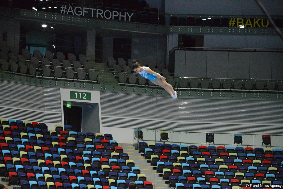 Bakıda Milli Gimnastika Arenasında batut gimanstikası və tamblinq üzrə Dünya Kuboku iştirakçılarının sınaq məşqi keçirilib FOTOREPORTAJ