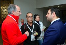 В Баку состоялась встреча глав и представителей делегаций, прибывших на Кубок мира по прыжкам на батуте (ФОТОРЕПОРТАЖ)