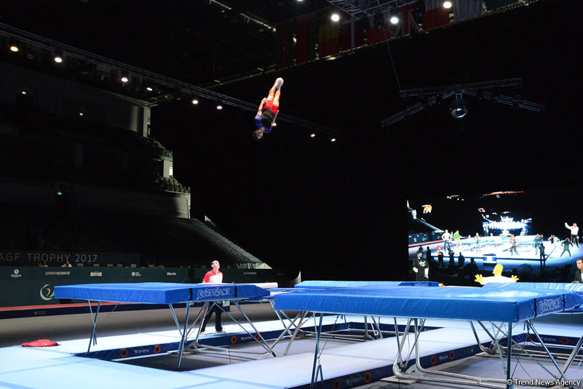 Bakıda batut gimnastikası üzrə Dünya Kuboku iştirakçılarının podium məşqləri başlayıb (FOTO)