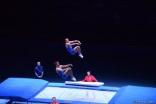 Азербайджанская пара батутистов вышла в финал соревнований по синхронным прыжкам на Кубке мира в Баку (ФОТО)