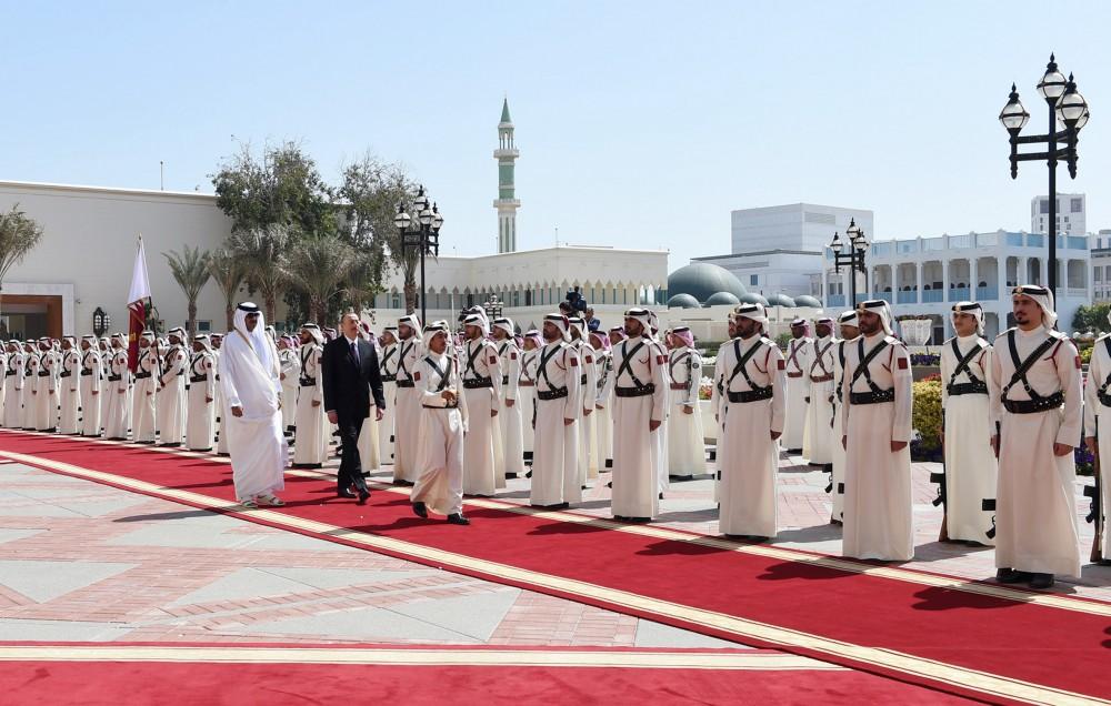 Official welcome ceremony held for Ilham Aliyev in Qatar (PHOTO)