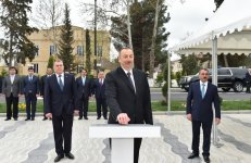 Президент Ильхам Алиев принял участие в церемонии сдачи в эксплуатацию систем водоснабжения в Саатлы (ФОТО)