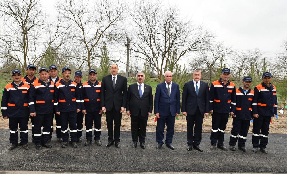 Президент Ильхам Алиев принял участие в открытии автодороги в Саатлинском районе (ФОТО) (версия 2)