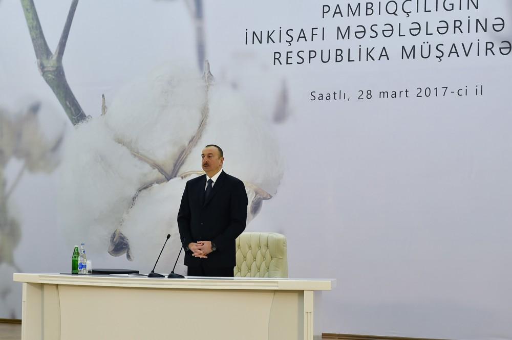 President Aliyev: Development of cotton-growing to boost light industry