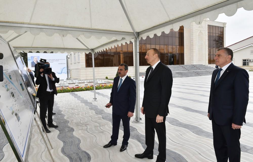 Президент Ильхам Алиев принял участие в церемонии сдачи в эксплуатацию систем водоснабжения в Саатлы (ФОТО) (версия 2)