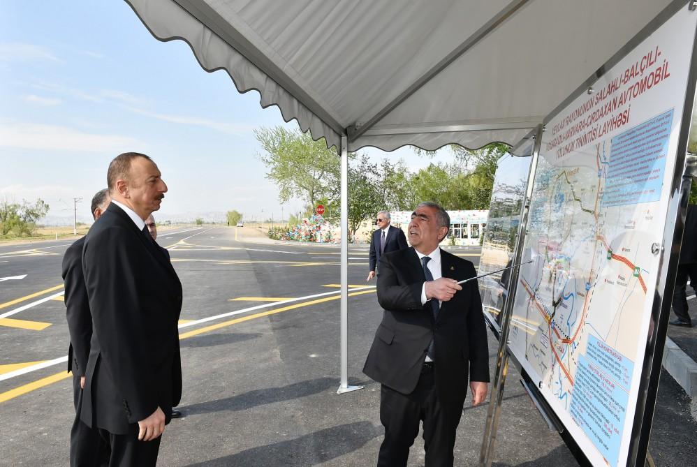 Prezident İlham Əliyev Salahlı-Balçılı-Ağqıraqlı-Varvara-Cırdaxan avtomobil yolunun açılışında iştirak edib (FOTO)