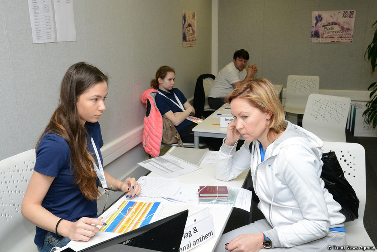 Gymnastics teams getting accredited for FIG World Cup in Baku (PHOTO)