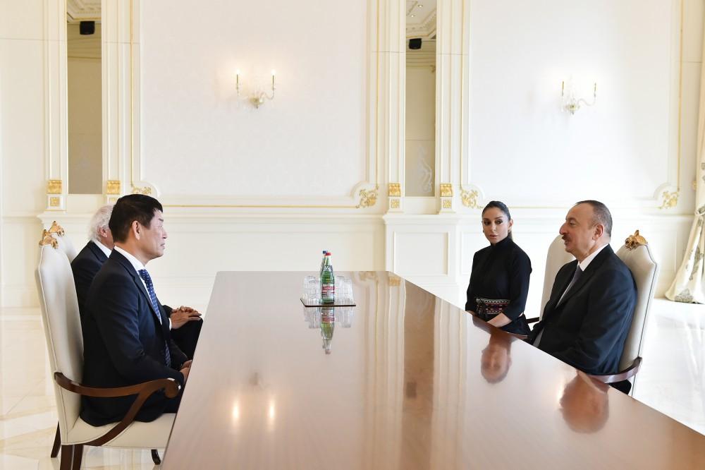 Президент Ильхам Алиев и Первая леди Мехрибан Алиева приняли президента и генсека Международной  федерации гимнастики (ФОТО)