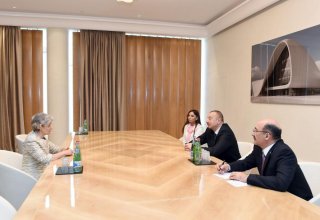 Azerbaijani president, first lady meet UNESCO director general