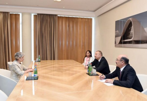 Azerbaijani president, first lady meet UNESCO director general