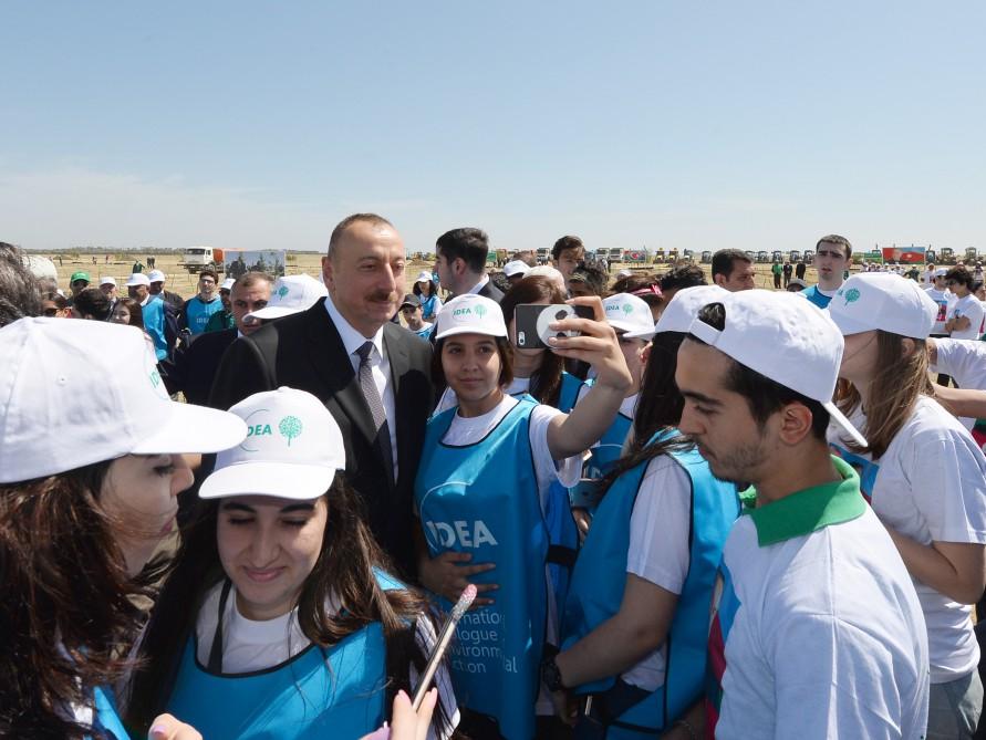Ilham Aliyev, first lady attend tree-planting campaign on occasion of Azerbaijani national leader`s birthday (PHOTO)