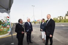 President Aliyev, first lady inaugurate new bridge in Pirallahi (PHOTO)
