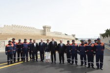 President Aliyev, first lady inaugurate new bridge in Pirallahi (PHOTO)