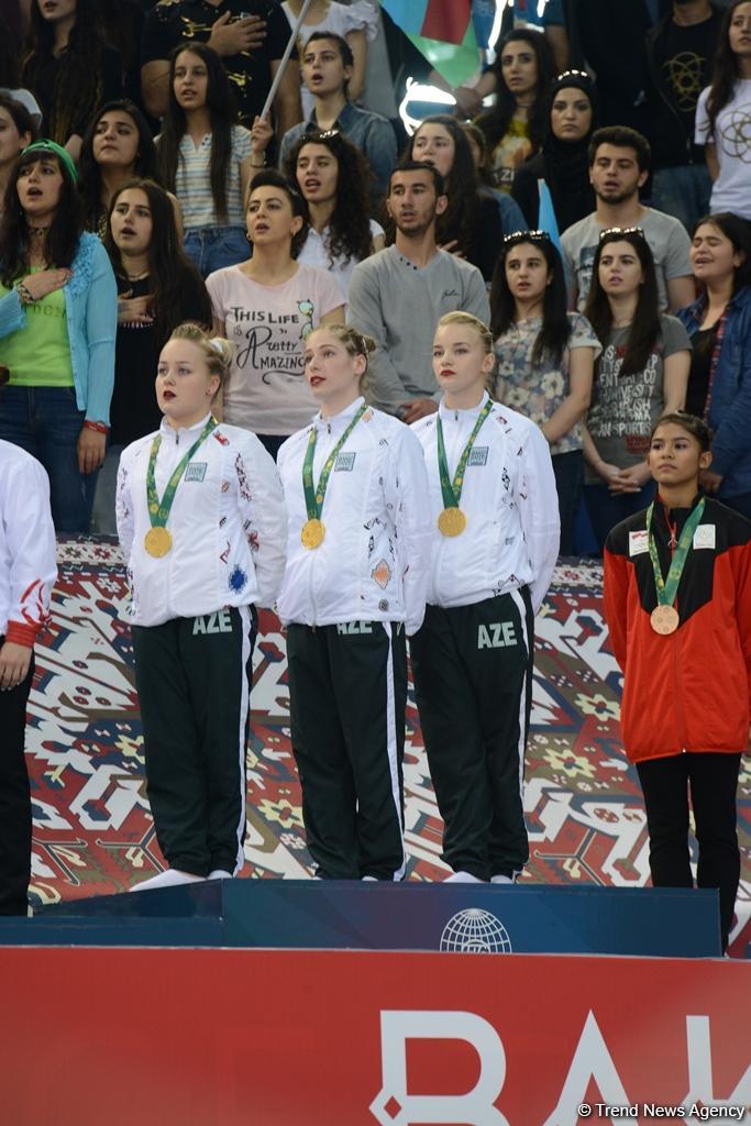 Bakı-2017: İdman gimnastikası yarışlarında qalib komandalar mükafatlandırılıb (FOTO)