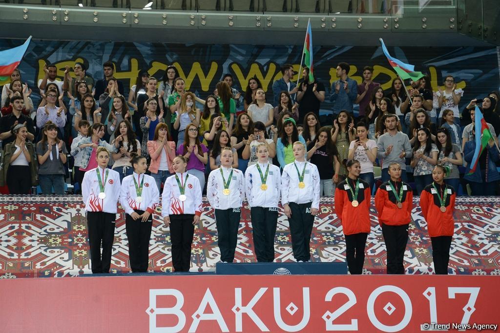 Bakı-2017: İdman gimnastikası yarışlarında qalib komandalar mükafatlandırılıb (FOTO)