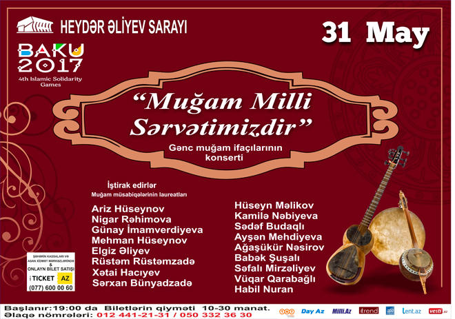 "Milli sərvətimizdir, Muğam" konserti keçiriləcək