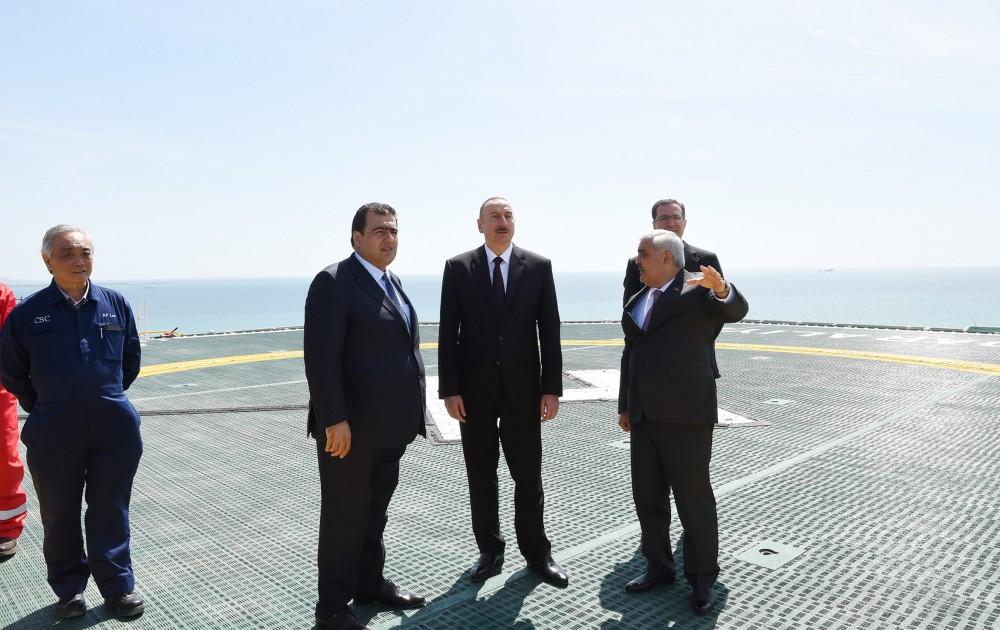 Президент Азербайджана принял участие в церемонии открытия полупогружной буровой установки "Гейдар Алиев" (ФОТО)