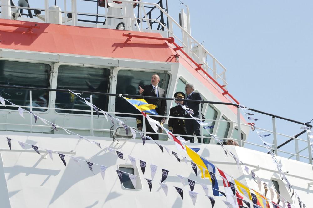 Ilham Aliyev attends ceremony to launch “Jabrayil”, “Gubadli” ships (PHOTO)
