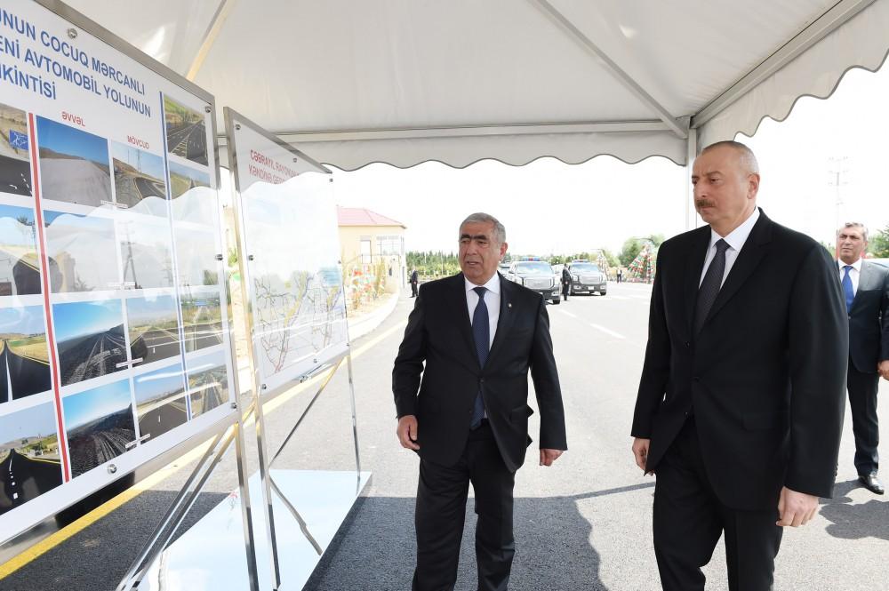 Prezident İlham Əliyev Cocuq Mərcanlı kənd yolunun açılışında iştirak edib (FOTO)