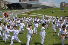 Heydər Əliyev Mərkəzinin parkında karate dərsi keçirilib (FOTO)