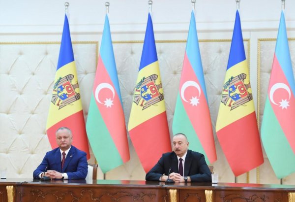 Presidents of Azerbaijan, Moldova make press statements (PHOTO)