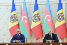 Президенты Азербайджана и Молдовы выступили с заявлениями для прессы (ФОТО)
