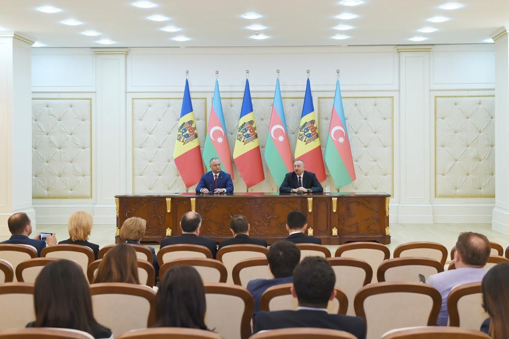 Президенты Азербайджана и Молдовы выступили с заявлениями для прессы (ФОТО)