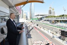 Ilham Aliyev and his spouse watch F1 Azerbaijan Grand Prix (PHOTO)