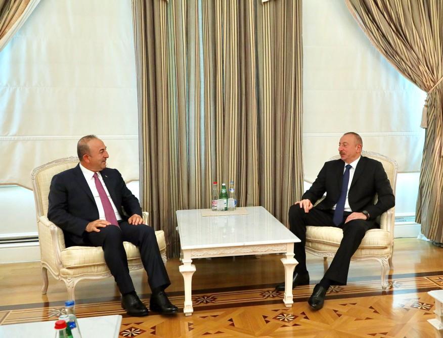Cumhurbaşkanı İlham Aliyev bakan Çavuşoğlu'nu kabul etti