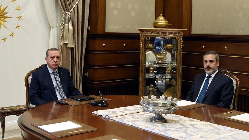 Cumhurbaşkanı Erdoğan MİT Müsteşarı Fidan'ı kabul etti