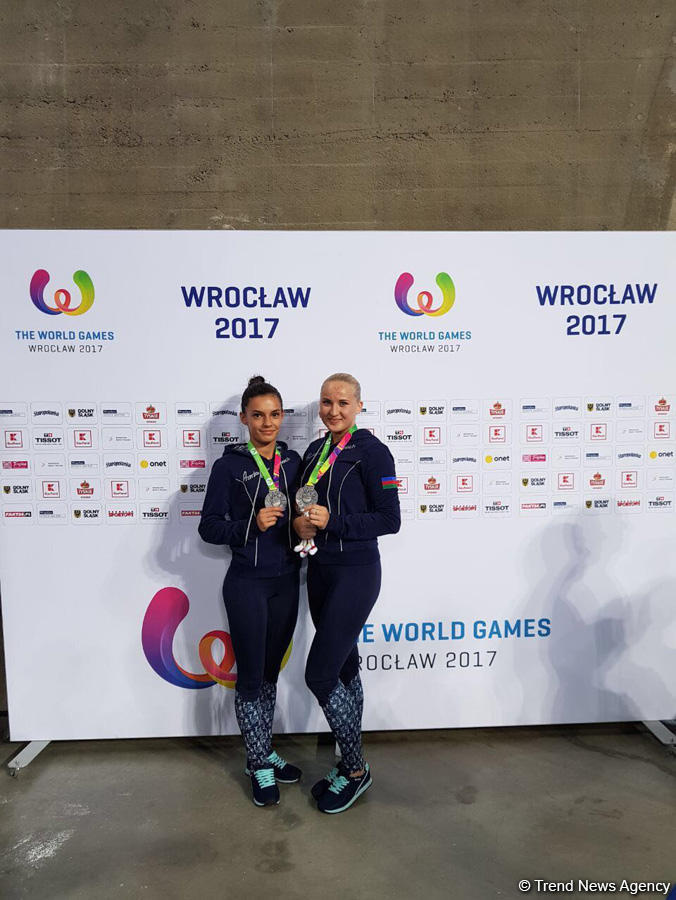 Азербайджанские гимнастки завоевали "серебро" на Всемирных играх в Польше (ФОТО)