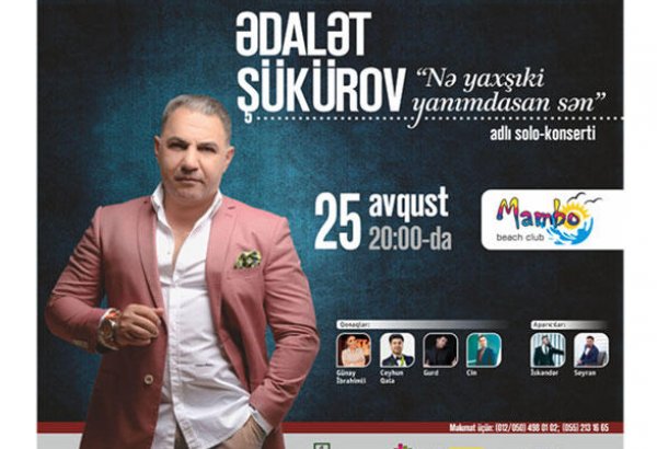 На берегу Каспия в Баку пройдет концерт Адалята Шукюрова