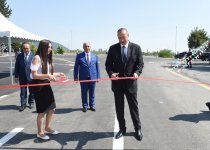 Ilham Aliyev attends opening of a highway section (PHOTO)