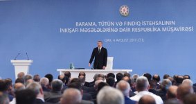 Ilham Aliyev chairs conference on development of sericulture, tobacco, hazelnut production in Gakh (PHOTO)
