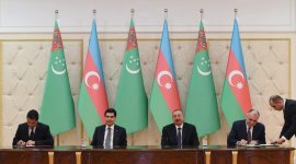 Состоялась церемония подписания азербайджано-туркменских документов (ФОТО)