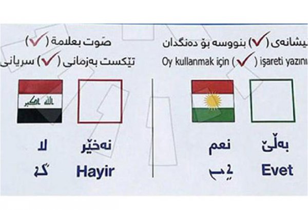 Kürd administrasiyası referenduma hazırlaşır: 3 dildə səsvermə bülletenləri çap edildi