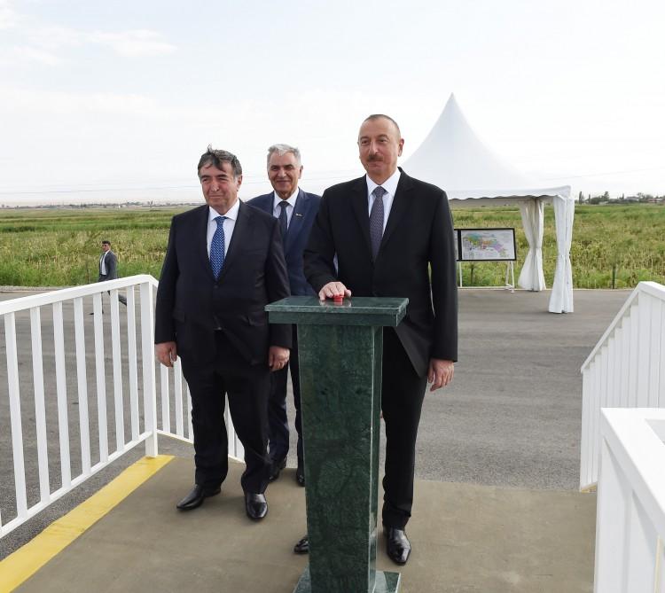 President Ilham Aliyev attends opening of Shamkir-Samukh-Goranboy main irrigation channel (PHOTO)