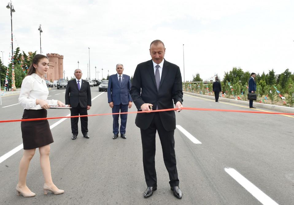 Президент Ильхам Алиев принял участие в открытии автодороги Залзалы - комплекс "Имамзаде" - Гянджа (ФОТО)