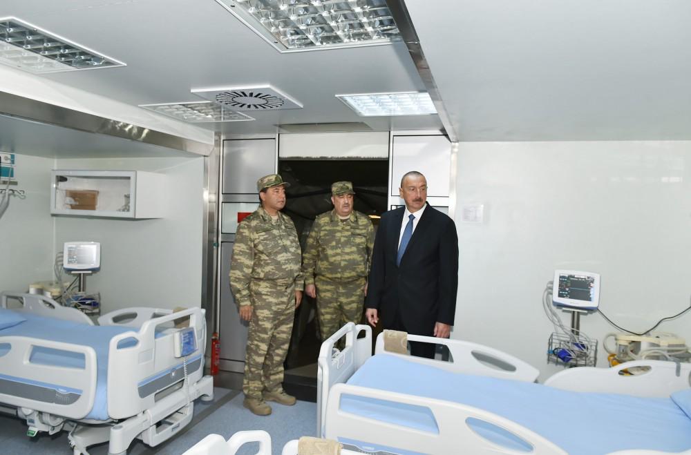 Prezident, Ali Baş Komandan İlham Əliyev Müdafiə Nazirliyinin Mobil Səhra Cərrahiyyə Hospitalının imkanları ilə tanış olub (FOTO)