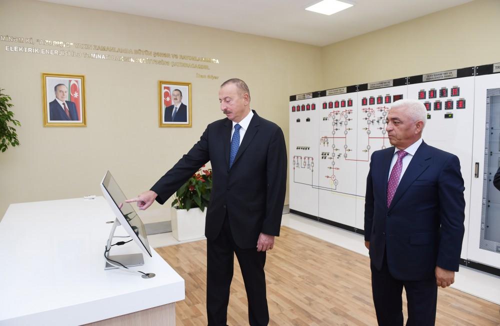 Президент Ильхам Алиев принял участие в открытии новой электрической подстанции "Гядабей" (ФОТО)