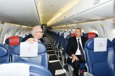 Ilham Aliyev views Embraer 190 aircraft delivered to Baku by Buta Airways (PHOTO)