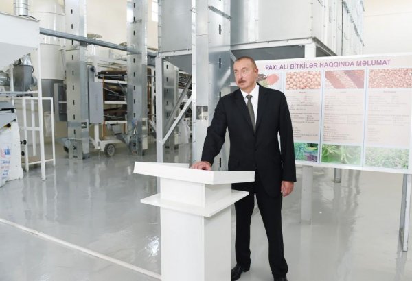 Ilham Aliyev attends opening of cereals & pulses cleaning-packing complex in Jalilabad (PHOTO)