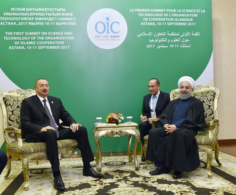 В Астане состоялась встреча Президента Азербайджана Ильхама Алиева и Президента Ирана Хасана Роухани (ФОТО)