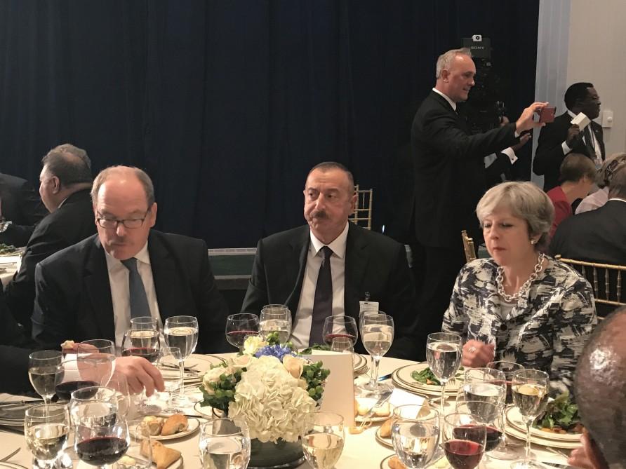 President Ilham Aliyev attends state banquet at UN headquarters (PHOTO)