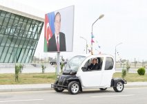 Azerbaijani president attends opening of Neftchala Industrial District (PHOTO)