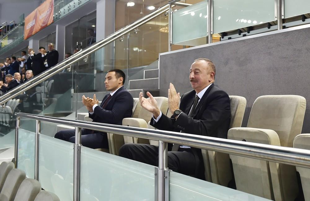 Президент Ильхам Алиев наблюдал за игрой сборной Азербайджана по волейболу (ФОТО)