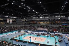 Ilham Aliyev, his spouse watched Azerbaijan-Netherlands volleyball match (PHOTO)