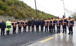 Президент Ильхам Алиев и его супруга приняли участие в открытии автодороги Пиргулу - Демирчи (ФОТО)