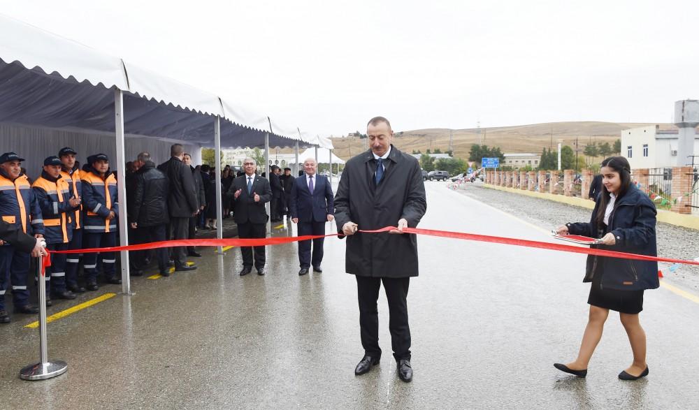 Президент Ильхам Алиев принял участие в открытии автодороги Шамахы-Чёль Гёйлер-Падар (ФОТО)
